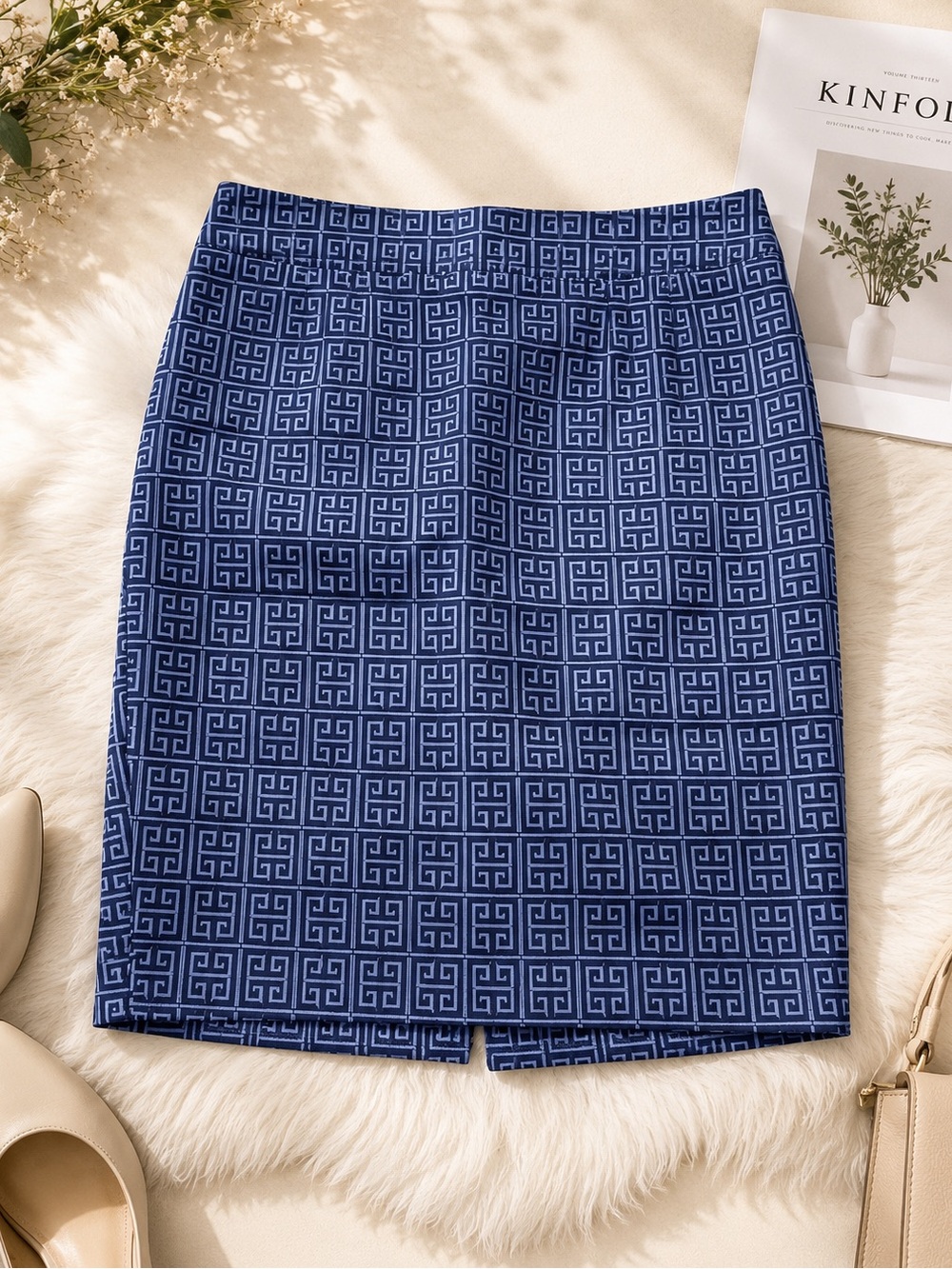 Kenar Blue Pencil Skirt Size 2